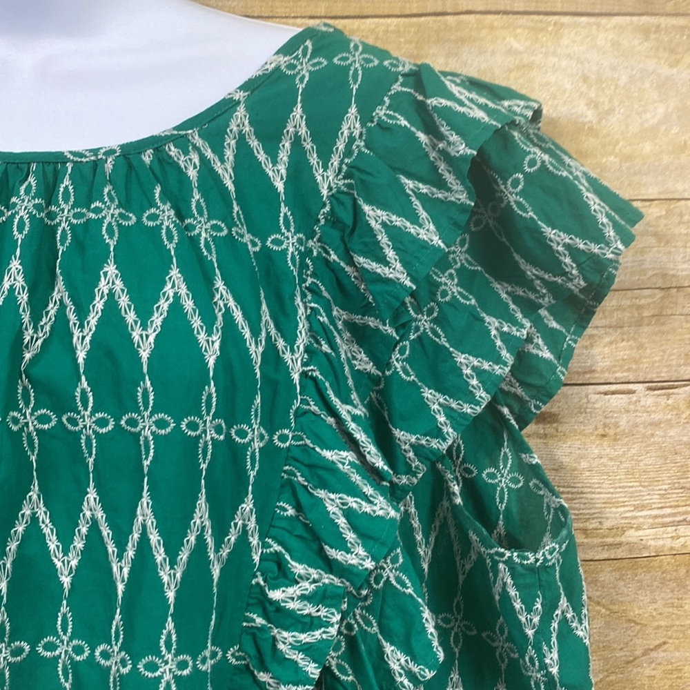 Universal Thread Green And White Embroidered Ruff… - image 3